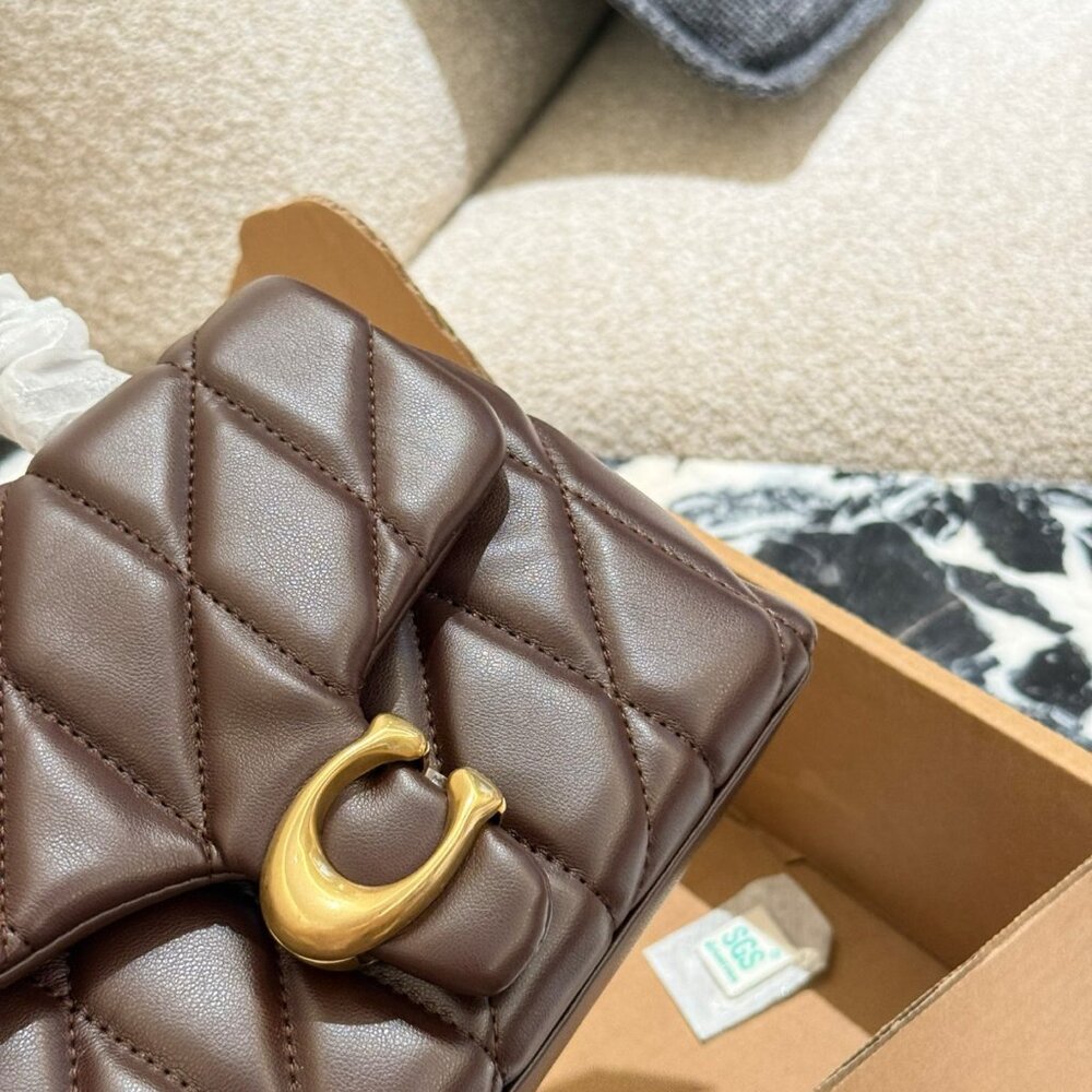 Coach Quilted Top-Handle Satchel in Dark Brown - Picture 3 of 9